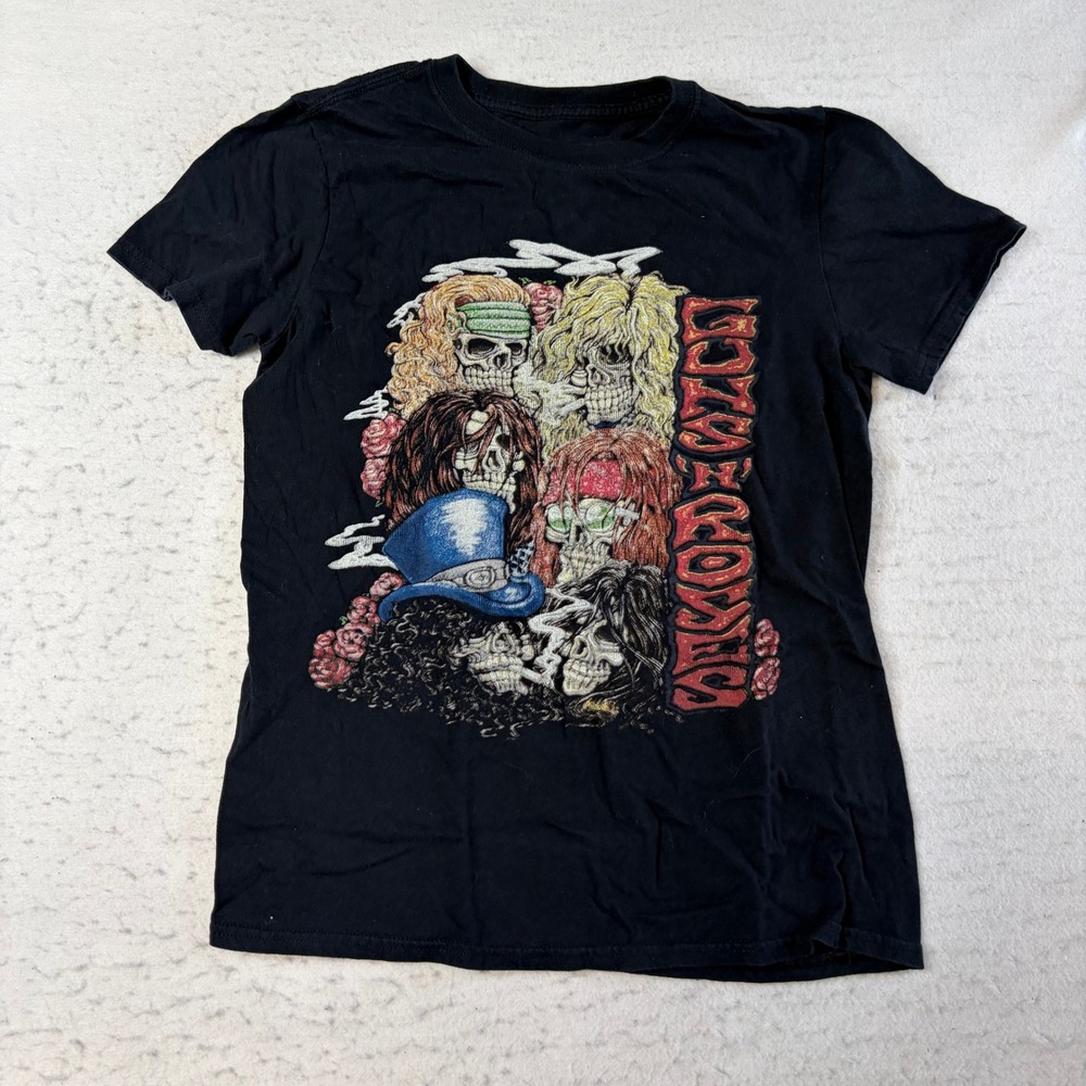 Guns N' Roses Graphic T-Shirt Unisex Small Black Band Tee Skulls Roses